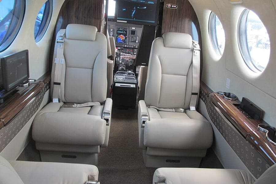The interior cabin of an aircraft
