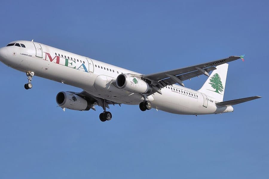An airliner landing at London Heathrow