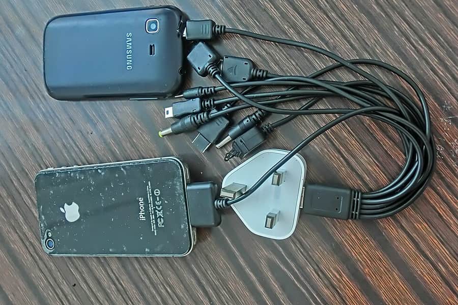 An assortment of USB charging cables and connectors