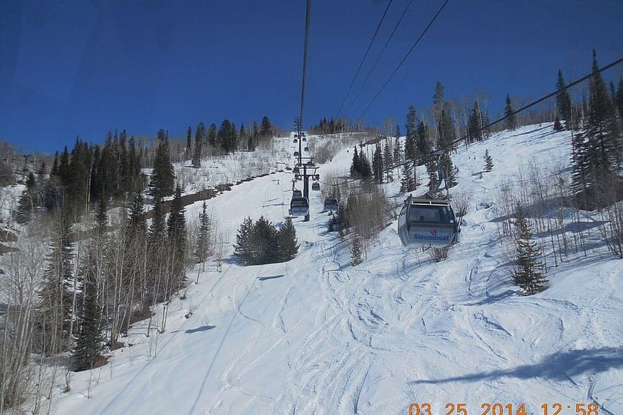 A ski lift at a mountain resort