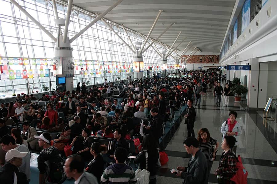 An airport departure hall