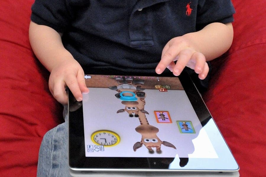 A child using a tablet