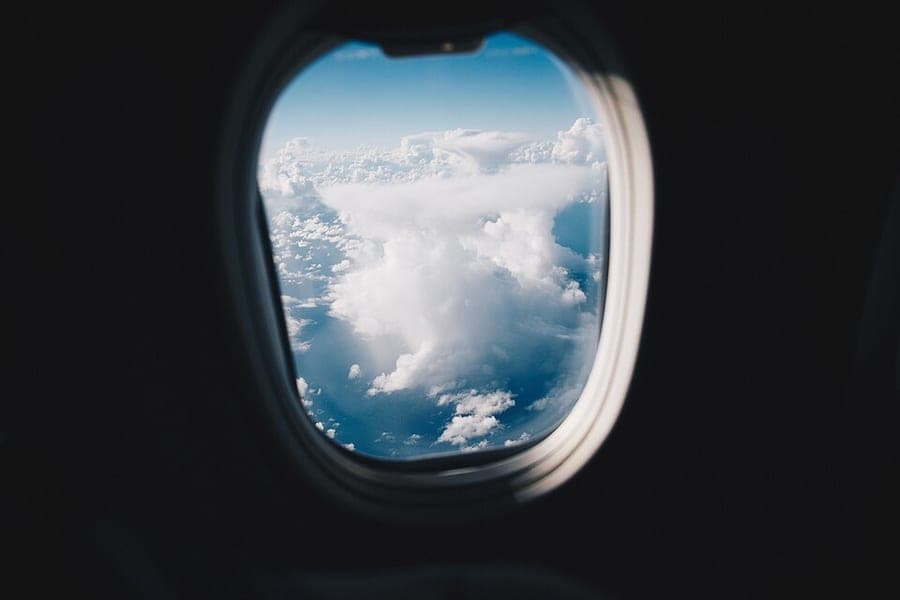 An aircraft cabin during a long overnight flight