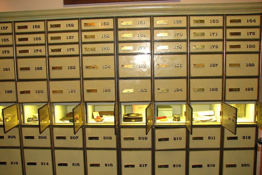 A small safe with its door open