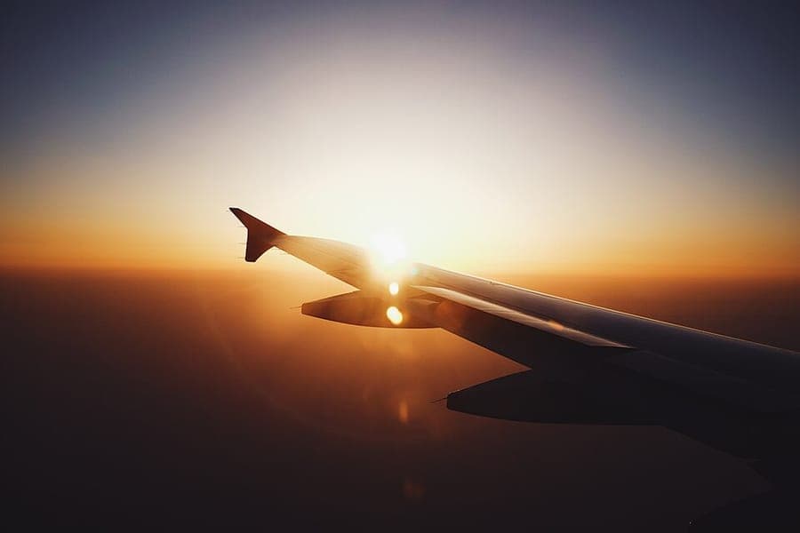 Sunset seen from an aircraft window